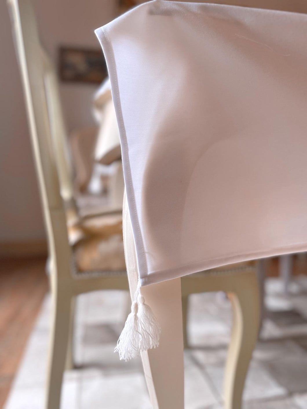 White Tablecloth  with Tassels