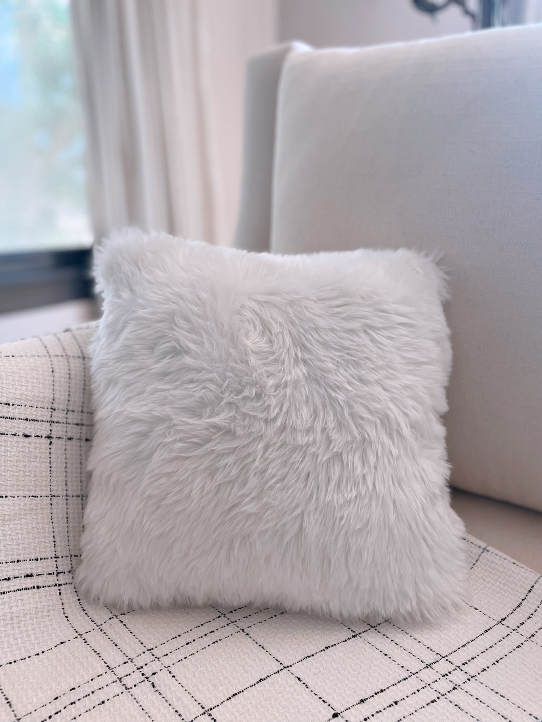 Soft Fur  - White Cushion with filling