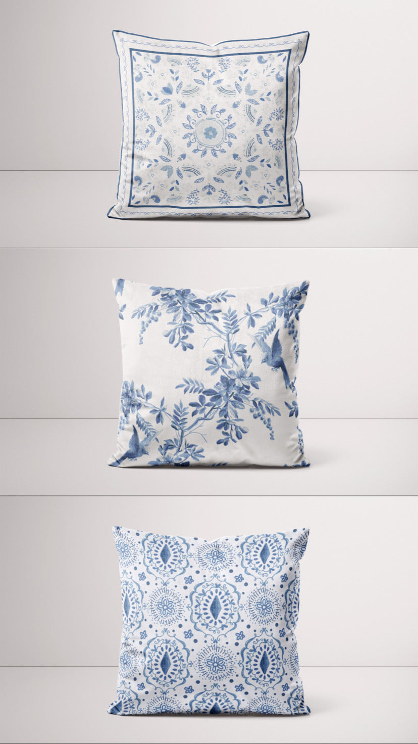 Bleu Blanc Cushion Covers - Set of 3