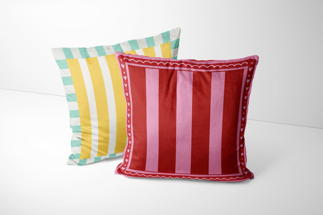 Shabby Chic - Striped Cushion Covers - Set of 2