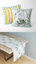 Load image into Gallery viewer, Shabby Chic - Set of 2 mint cushion covers + Table Runner
