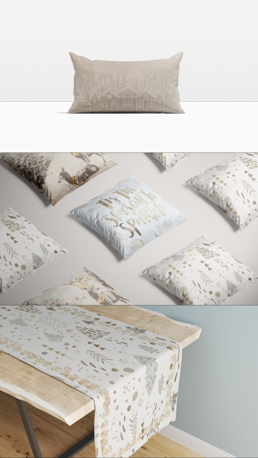 Let it Snow - Set of 4 cushion covers + table runner