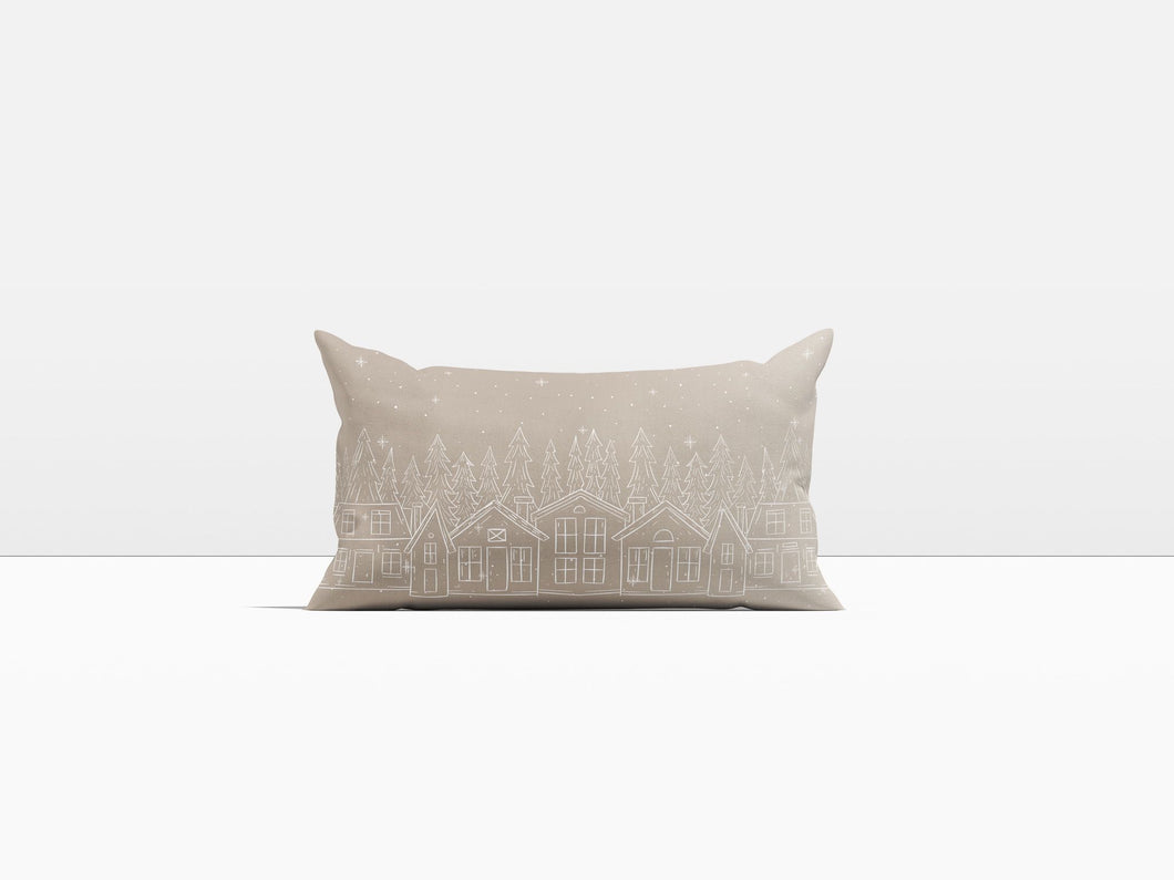 Let it Snow - “Snowy Village” Lumbar Pillow Cover