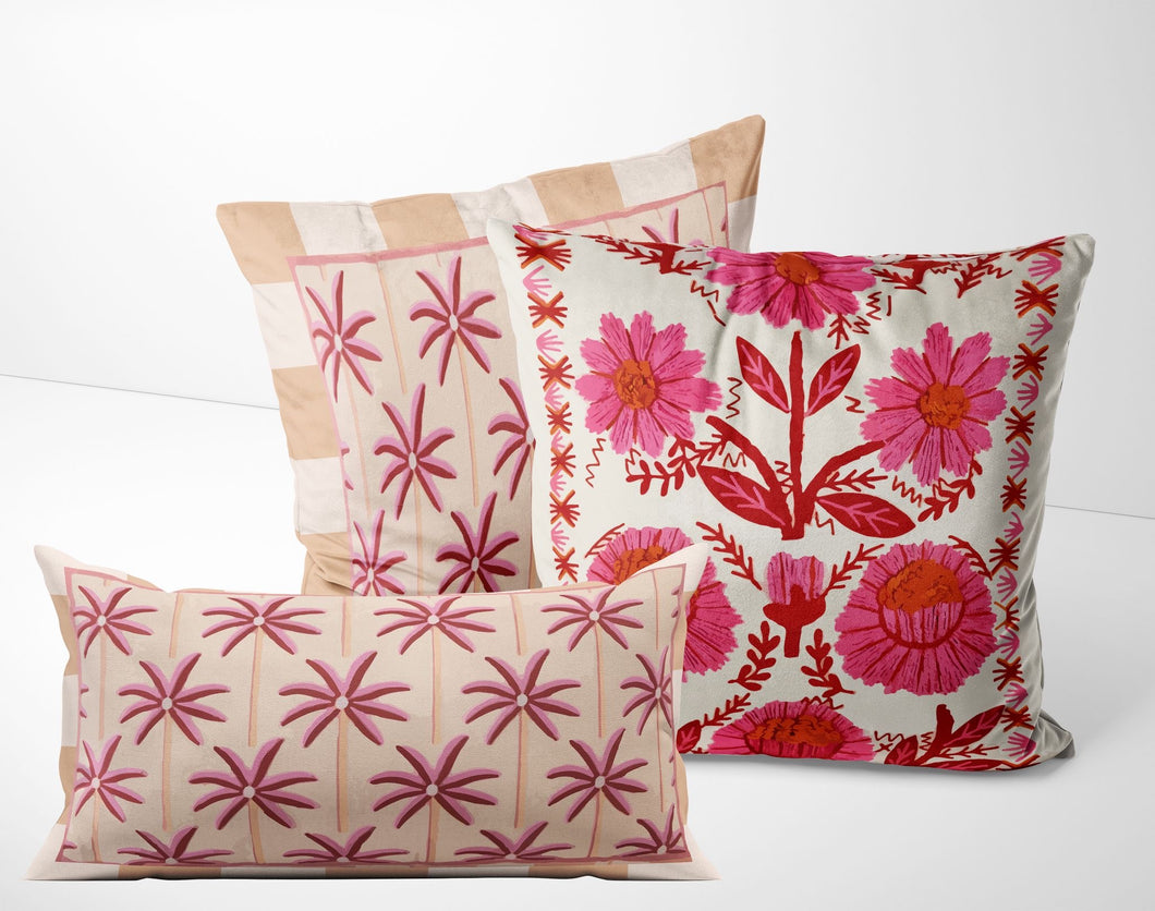 Pink Oasis - Cushion Covers - Set of 3
