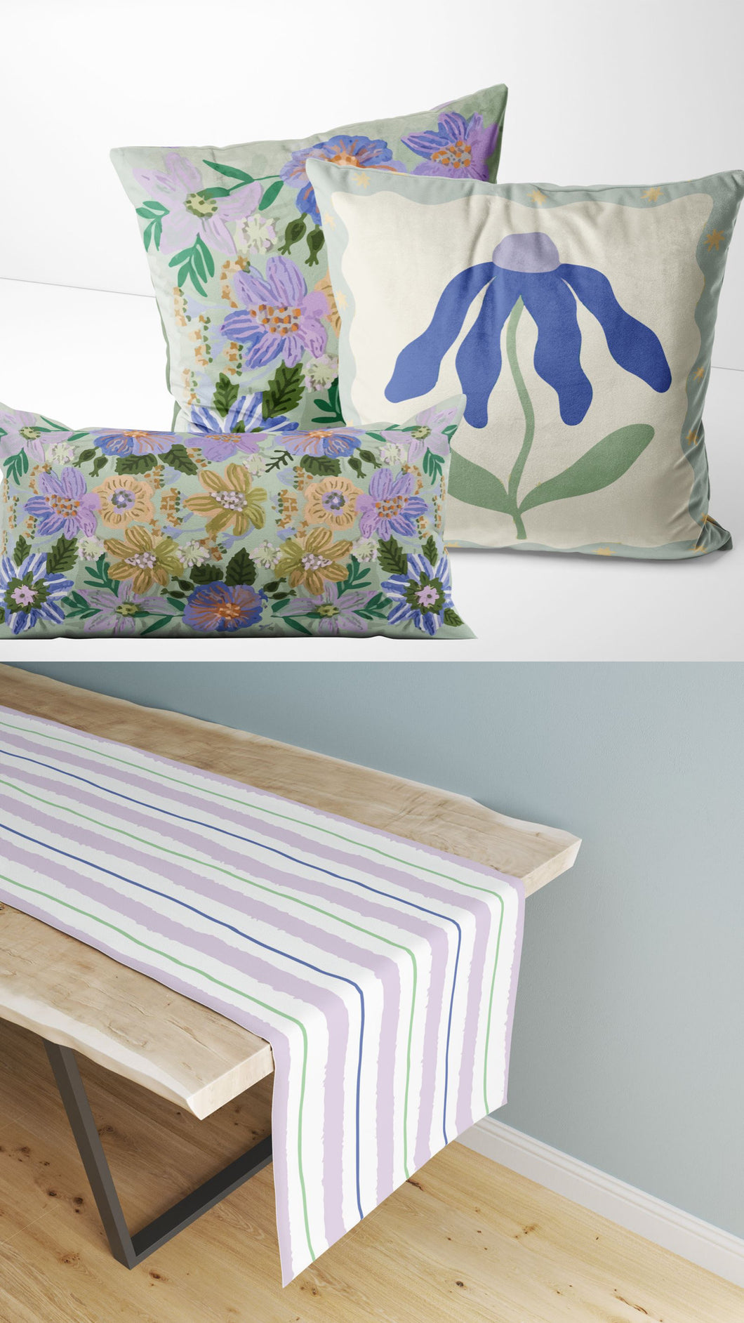 Frosted Florals  - Set of 3 cushion covers + table runner