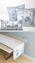 Load image into Gallery viewer, Bleu Blanc - Ramadan Edition - Set of 3 cushion covers + table runner
